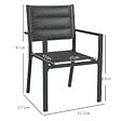 OUTSUNNY - Lot de 4 chaises de jardin empilables avec accoudoirs alu textilène gris - vignette
