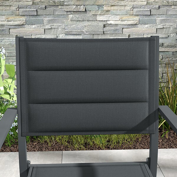 OUTSUNNY - Lot de 4 chaises de jardin empilables avec accoudoirs alu textilène gris - large