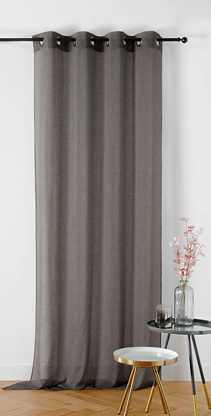 LINDER - Voilage Chambray - Naturel & Bleu Marine - 145x240cm - large