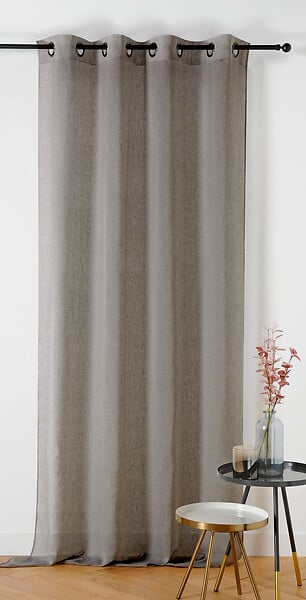 LINDER - Voilage poly-lin Chambray - Naturel & Gris - L.145xl.240cm - large