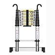 SECURY-T - Echelle télescopique aluminium 11 marches H 3,2M avec crochets démontables et barre stabilisatrice - vignette