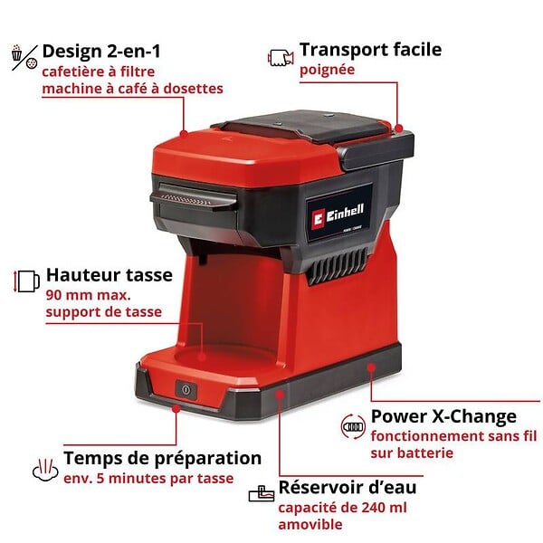 EINHELL - Machine à café sans fil TE-CF 18 Li-Solo - large