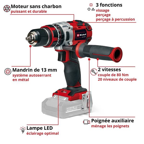 EINHELL - Perceuse visseuse à percussion sans fil TP-CD 18/80 Li-i BL - Solo - large