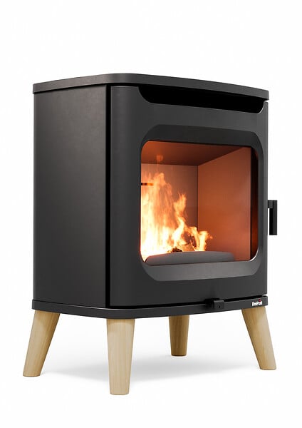 FREEPOINT - Poêle à bois Flos Wood - Fonte - Noir - 7.5kW - large