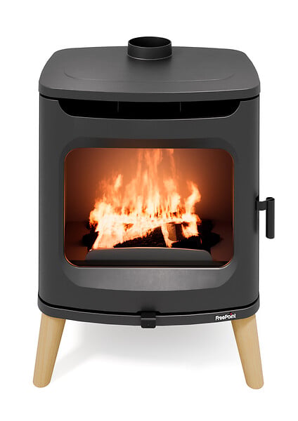 FREEPOINT - Poêle à bois Flos Wood - Fonte - Noir - 7.5kW - large