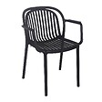 OVIALA - Lot de 4 fauteuils en plastique noir - Copenhague - vignette