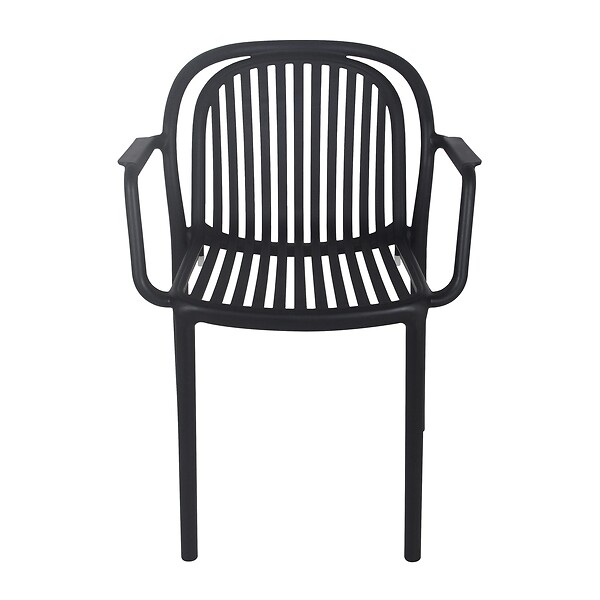 OVIALA - Lot de 4 fauteuils en plastique noir - Copenhague - large