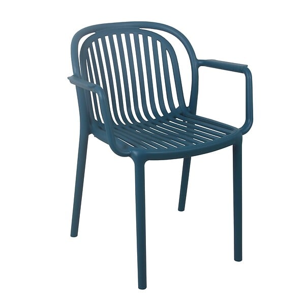 OVIALA - Lot de 4 fauteuils en plastique bleu canard - Copenhague - large
