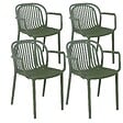 OVIALA - Lot de 4 fauteuils en plastique vert olive - Copenhague - vignette
