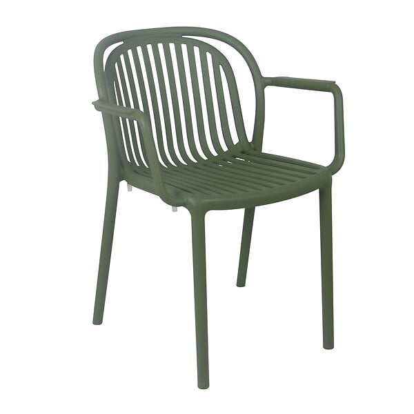 OVIALA - Lot de 4 fauteuils en plastique vert olive - Copenhague - large