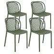OVIALA - Lot de 4 chaises de terrasse en plastique vert olive - Copenhague - vignette