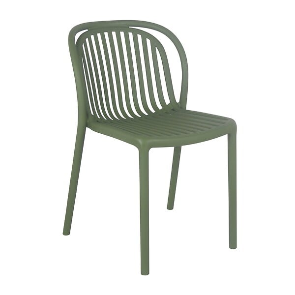OVIALA - Lot de 4 chaises de terrasse en plastique vert olive - Copenhague - large