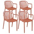 OVIALA - Lot de 4 fauteuils en plastique terracotta - Copenhague - vignette