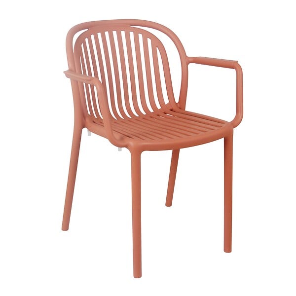 OVIALA - Lot de 4 fauteuils en plastique terracotta - Copenhague - large