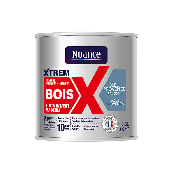 NUANCE - Peinture XTREM bois satin bleu Provence RAL 5014 0.5L - large