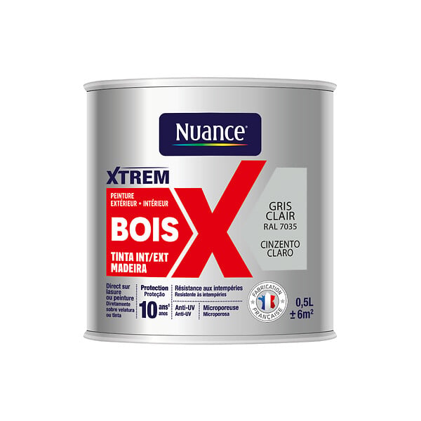 NUANCE - Peinture XTREM bois satin gris clair RAL 7035 0.5L - large
