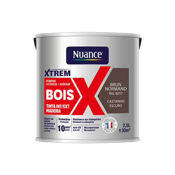 NUANCE - Peinture XTREM bois satin brun Normand RAL 8017 2.5L - large