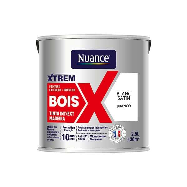 NUANCE - Peinture XTREM bois satin blanc  2.5L - large
