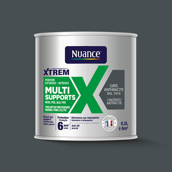 NUANCE - Peinture XTREM multi supports satin gris anthracite 7016 0.5L - large
