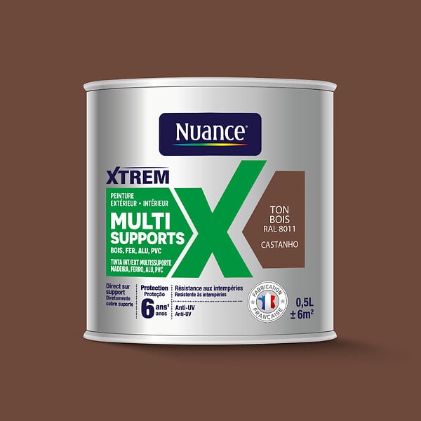 NUANCE - Peinture XTREM multi supports satin ton bois RAL 8011 0.5L - large