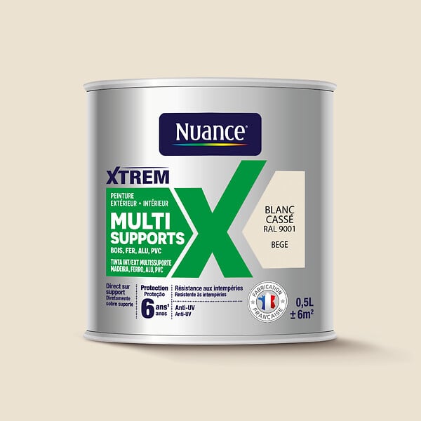NUANCE - Peinture XTREM multi supports satin blanc cassé RAL 9001 0.5L - large