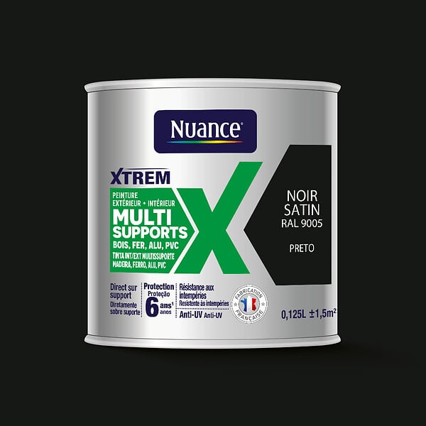 NUANCE - Peinture XTREM multi supports satin noir RAL 9005 0.125L - large