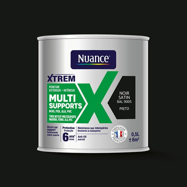 NUANCE - Peinture XTREM multi supports satin noir RAL 9005 0.5L - large