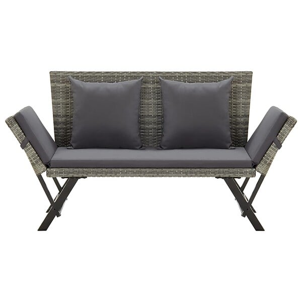 VIDAXL - vidaXL Banc de jardin avec coussins 176 cm Gris Résine tressée - large