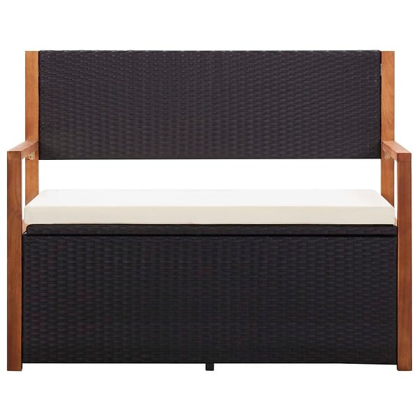 VIDAXL - vidaXL Banc de jardin 115 cm Résine tressée et bois d'acacia Noir - large