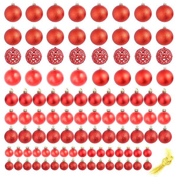 VIDAXL - vidaXL Ensemble de boules de Noël 100 pcs 3/4/6 cm Rouge - large
