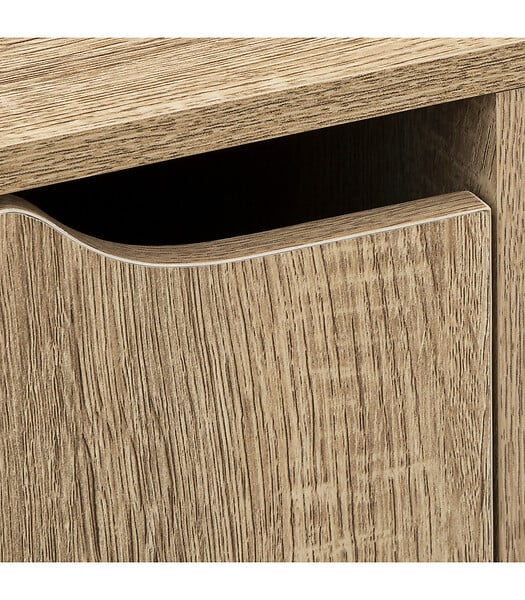 5 FIVE SIMPLY SMART - Meuble Etagère 4 Cases de rangement 2 Portes effet bois naturel H. 80 cm - large