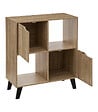 5 FIVE SIMPLY SMART - Meuble Etagère 4 Cases de rangement 2 Portes effet bois naturel H. 80 cm - vignette