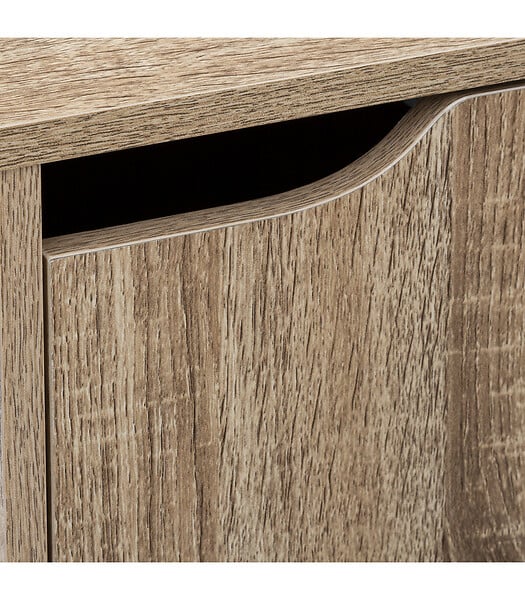 5 FIVE SIMPLY SMART - Meuble Etagère 6 Cases de rangement 3 Portes effet bois naturel H. 113.3 cm - large