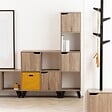 5 FIVE SIMPLY SMART - Meuble Etagère 6 Cases de rangement 3 Portes effet bois naturel H. 113.3 cm - vignette