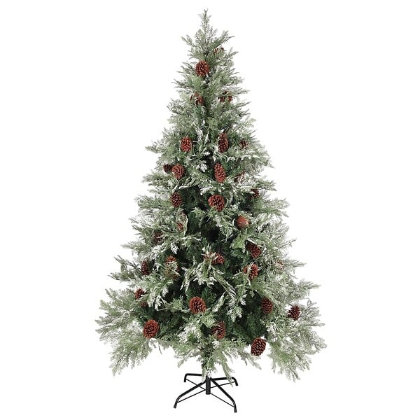 VIDAXL - vidaXL Sapin de Noël avec pommes de pin Vert et blanc 195 cm PVC et PE - large