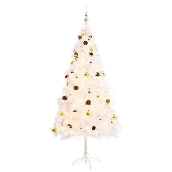 VIDAXL - vidaXL Arbre de Noël artificiel pré-éclairé avec boules blanc 180 cm - large