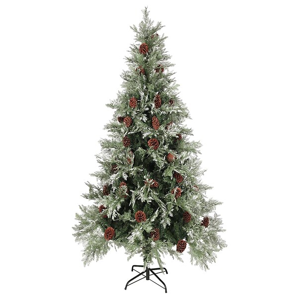 VIDAXL - vidaXL Sapin de Noël avec pommes de pin Vert et blanc 225 cm PVC et PE - large