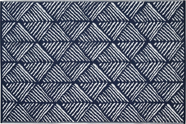 JARDILINE - Tapis extérieur LOUXOR - Blanc et bleu - 160x240cm - large