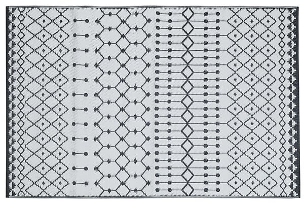 JARDILINE - Tapis d'extérieur Agadir - Blanc/Noir - 90x150cm - large
