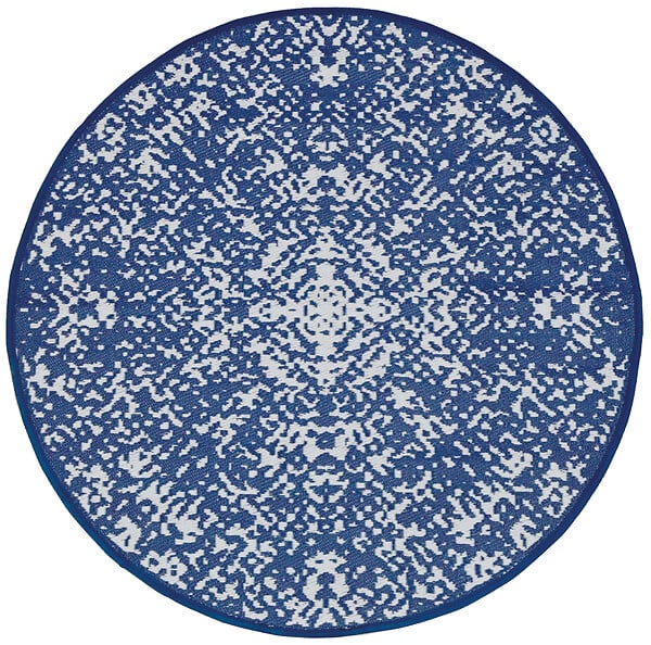 JARDILINE - Tapis d'extérieur rond JAIPUR - Bleu et blanc - Diam.150cm - large