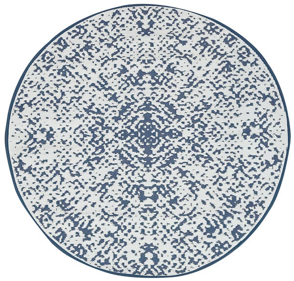 JARDILINE - Tapis d'extérieur rond JAIPUR - Bleu et blanc - Diam.150cm - large