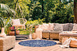 JARDILINE - Tapis d'extérieur rond JAIPUR - Bleu et blanc - Diam.150cm - vignette
