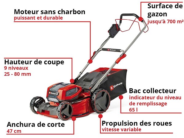 EINHELL - Tondeuse à gazon sans fil GP-CM 36/47 S Li BL (4x4,0Ah) - large