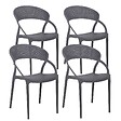 OVIALA - Lot de 4 chaises de terrasse grises - Madrid - vignette