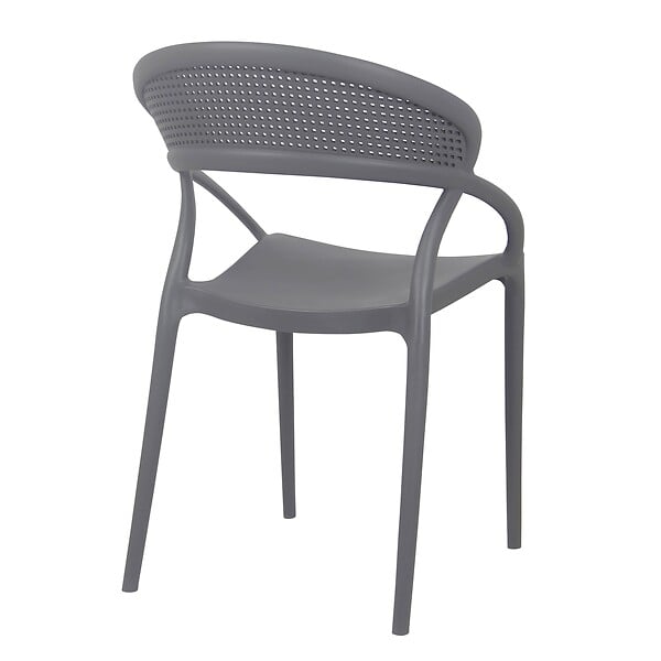 OVIALA - Lot de 4 chaises de terrasse grises - Madrid - large