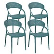 OVIALA - Lot de 4 chaises de terrasse vert foncé - Madrid - vignette