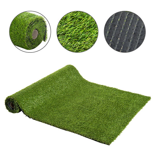 OUTSUNNY - Gazon synthétique artificiel moquette extérieure intérieure 3L x 1l m herbes hautes denses 2,5 cm vert - large
