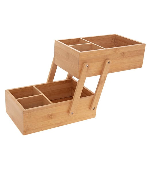 5 FIVE SIMPLY SMART - Organiseur Rangement maquillage 2 étages 6 compartiments en Bambou - large
