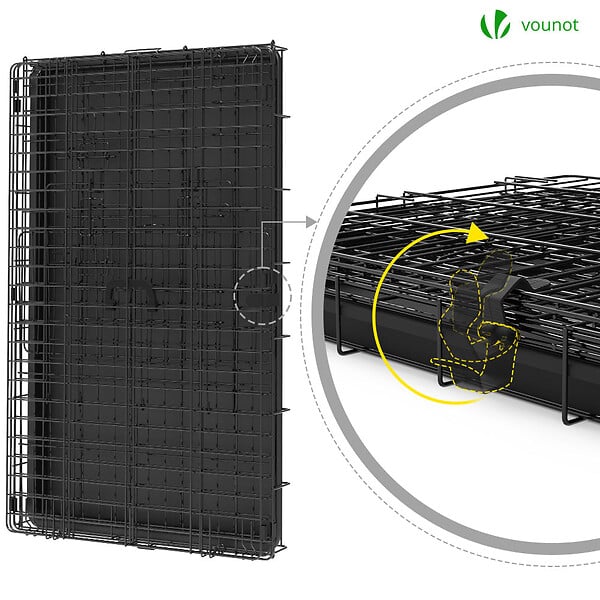 VOUNOT - Cage pour chien pliable avec 2 portes verrouillable plateau amovible 92x58x64cm - large
