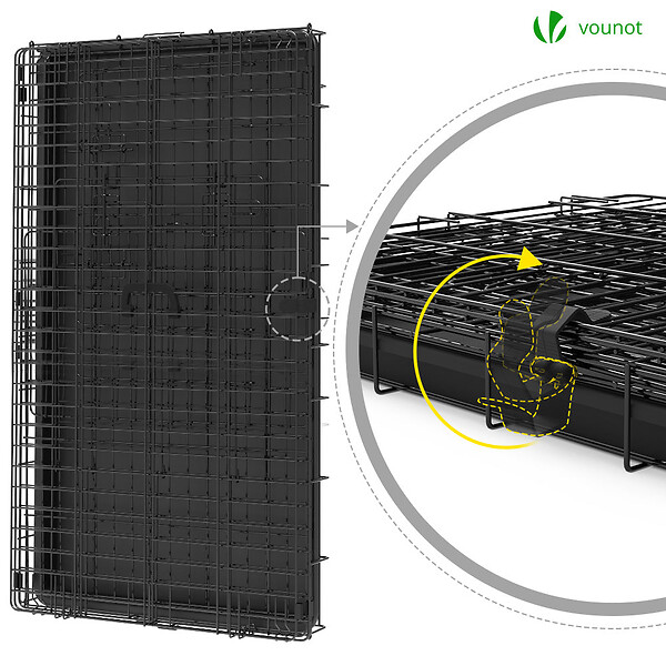 VOUNOT - Cage pour chien pliable avec 2 portes verrouillable plateau amovible 107x70x78cm - large